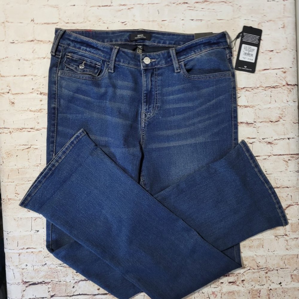 NWT True Religion Becca Dark Glacial, Crystal Flap Bootcut Jeans Size 32 - Picture 8 of 10